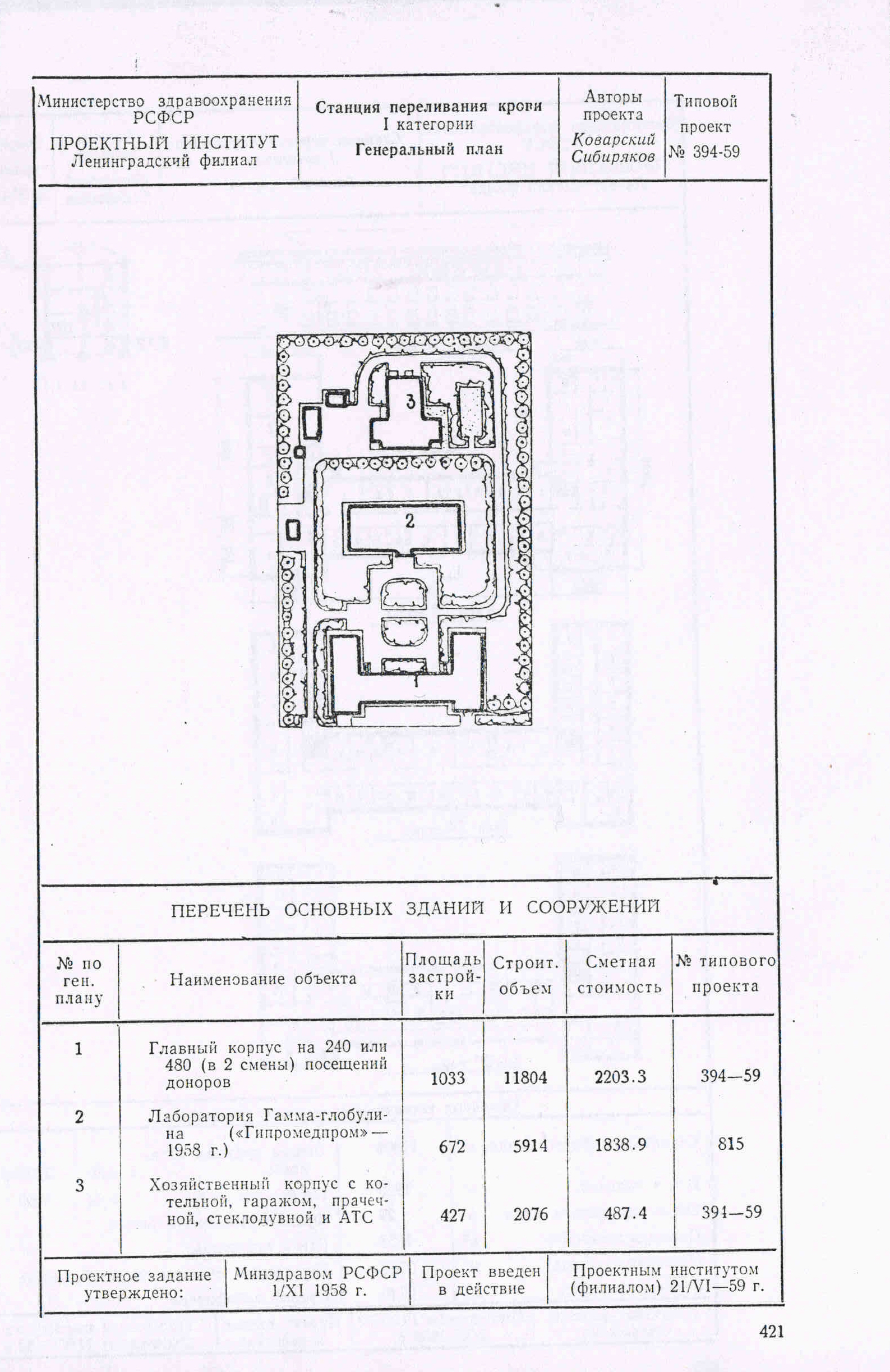 Типовой проект № 394-59 (Минздрав РСФСР)